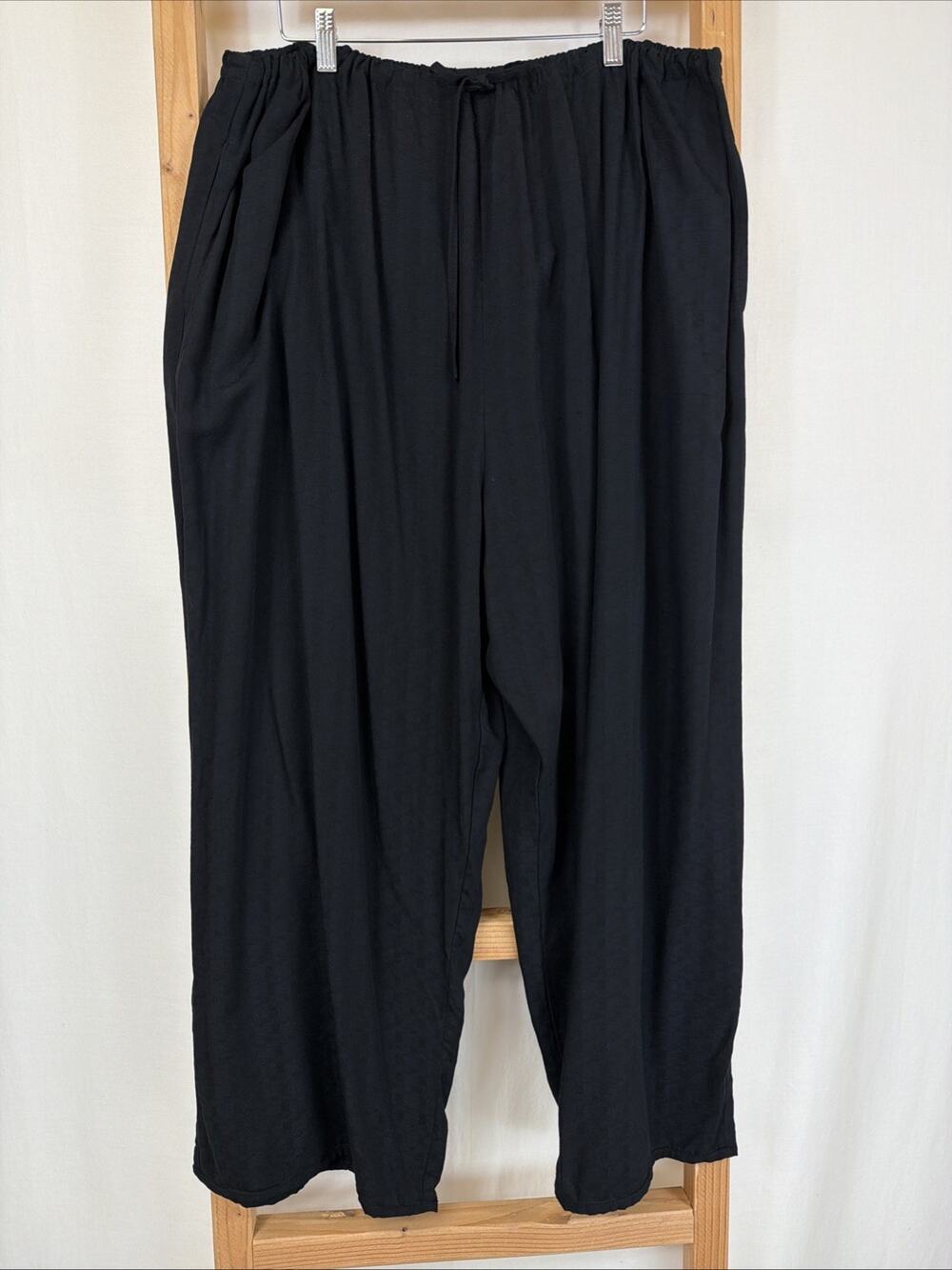NWT Lyng Black Drawstring Elastic Waist Pockets Wide Leg Pants #1432 Size 3X